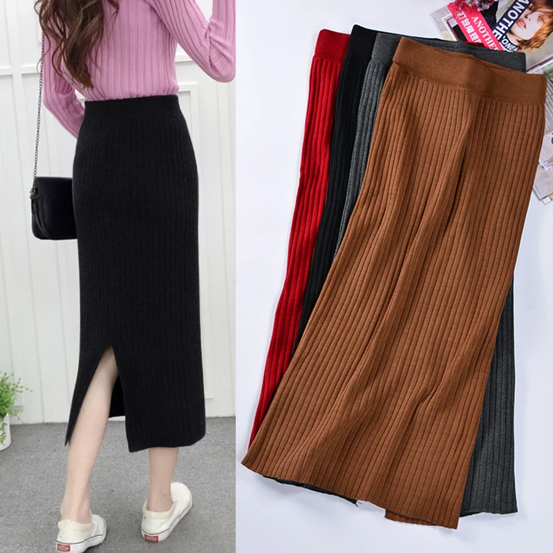 rib knit maxi skirt