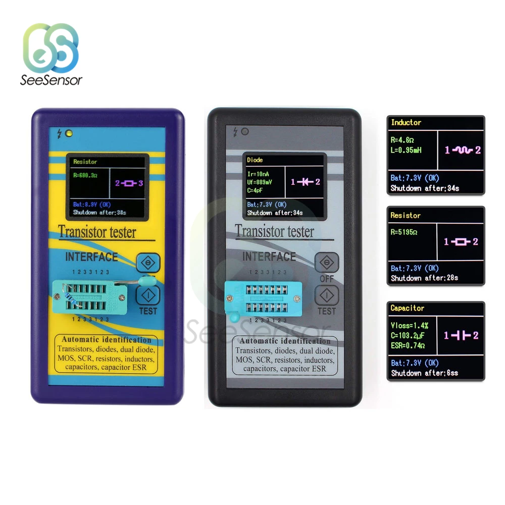 Multi-purpose Transistor Tester 128*160 Diode Thyristor Capacitance Resistor Inductance MOSFET ESR LCR Meter
Multi-purpose Transistor Tester 128*160 Diode Thyristor Capacitance Resistor Inductance MOSFET ESR LCR Meter