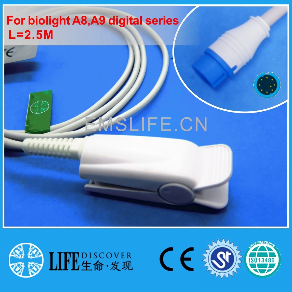 Длинный кабель NK зажим для пальца датчик spo2 biolight A8 A9 digital series |