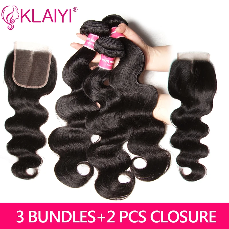 KLAIYI Hair Brazilian Body Wave With Closure Remy Hair Weave 3 Bundles With 2 Closure 100% Human Hair 4*4 Hair Extension
KLAIYI Hair Brazilian Body Wave With Closure Remy Hair Weave 3 Bundles With 2 Closure 100% Human Hair 4*4 Hair Extension