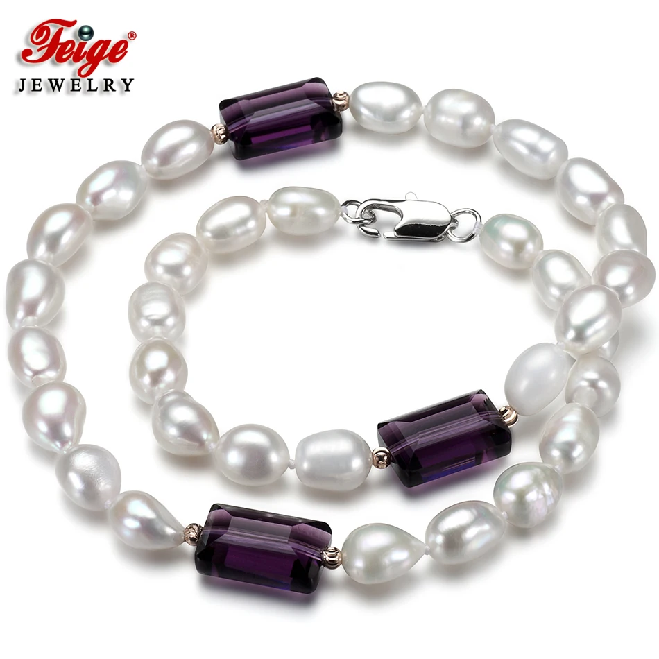 Feige Special offer Baroque 7-8MM White Freshwater Pearl Choker Necklace for Women Dark purple Crystal Gargantilla Pearl Jewelry
Feige Special offer Baroque 7-8MM White Freshwater Pearl Choker Necklace for Women Dark purple Crystal Gargantilla Pearl Jewelry