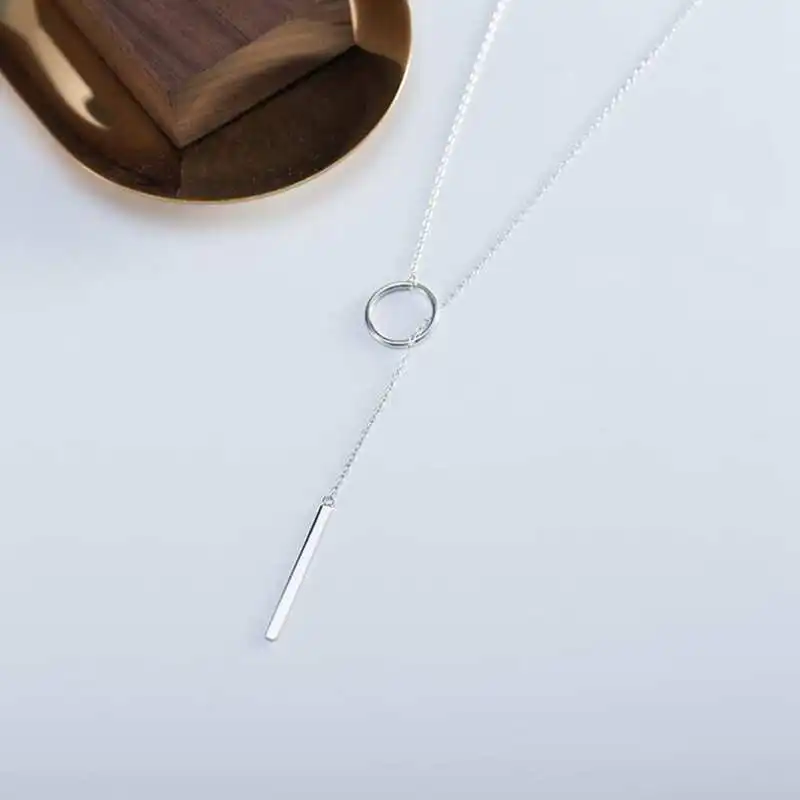 925 Sterling Silver Long Pendant Line Round Necklace Simple & Romantic Style Fine Jewelry Sweater OU547
925 Sterling Silver Long Pendant Line Round Necklace Simple & Romantic Style Fine Jewelry Sweater OU547