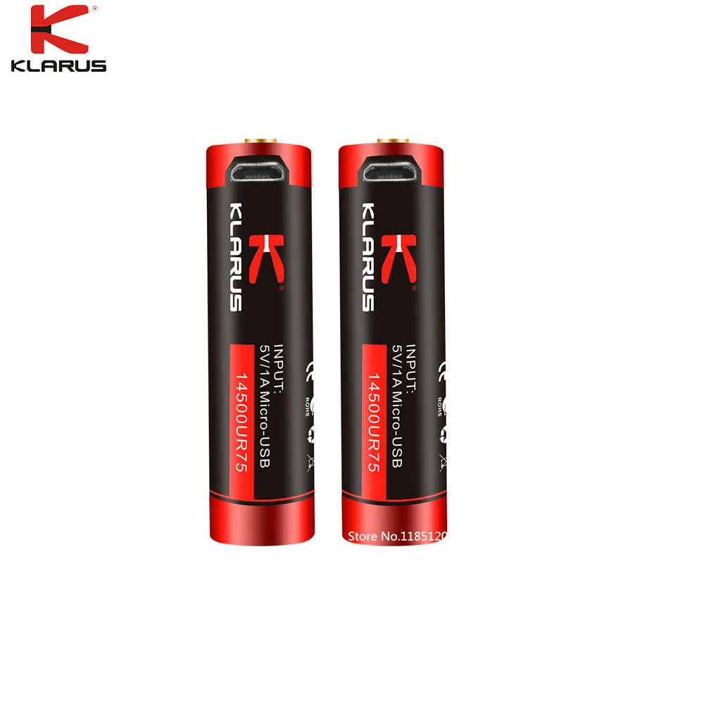 2pcs KLARUS 14500RU75 14500 Li-ion battery 750mAh 2.77W with Micro-USB charging cable rechargeable battery
2pcs KLARUS 14500RU75 14500 Li-ion battery 750mAh 2.77W with Micro-USB charging cable rechargeable battery
