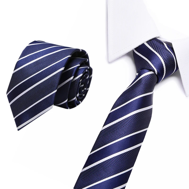 

Jacquard Stripe Navy Plaid Skinny Ties for Men Wedding Tie Slim Men Luxury Tie Designers Fashion Kravat Neckwear Necktie 8cm