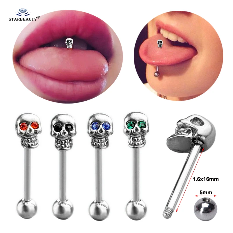Starbeauty 1pc Black Eye Skull Tongue Piercing Tongue Ring Stainless Steel Nipple Ring Industrial Piercing langue Body Jewelry
Starbeauty 1pc Black Eye Skull Tongue Piercing Tongue Ring Stainless Steel Nipple Ring Industrial Piercing langue Body Jewelry