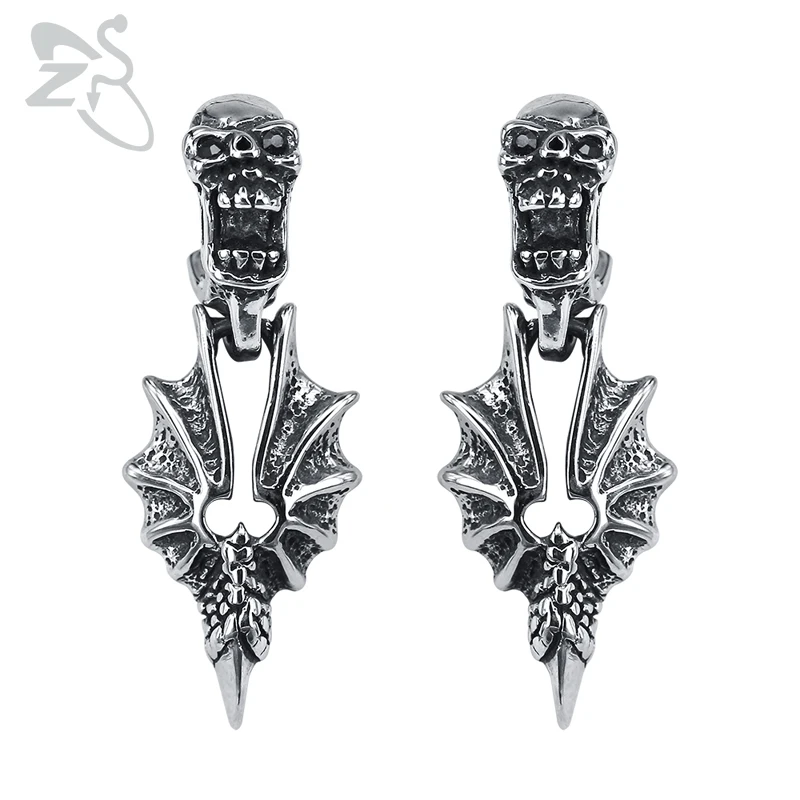 ZS Punk Men's Stainless Steel Earrings Skull & Dragon Wings Stud Earrings Rock Roll Ear Piercing Jewelry Hip Hop Accessories
ZS Punk Men's Stainless Steel Earrings Skull & Dragon Wings Stud Earrings Rock Roll Ear Piercing Jewelry Hip Hop Accessories