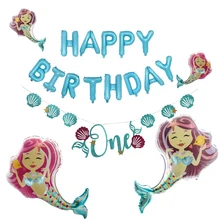 Mermaid Theme Happy 1st Birthday Party Decorations Kids Blue Ocean Backdrops Balloons Banner Cute Little Baby Shower Party Favor
Mermaid Theme Happy 1st Birthday Party Decorations Kids Blue Ocean Backdrops Balloons Banner Cute Little Baby Shower Party Favor