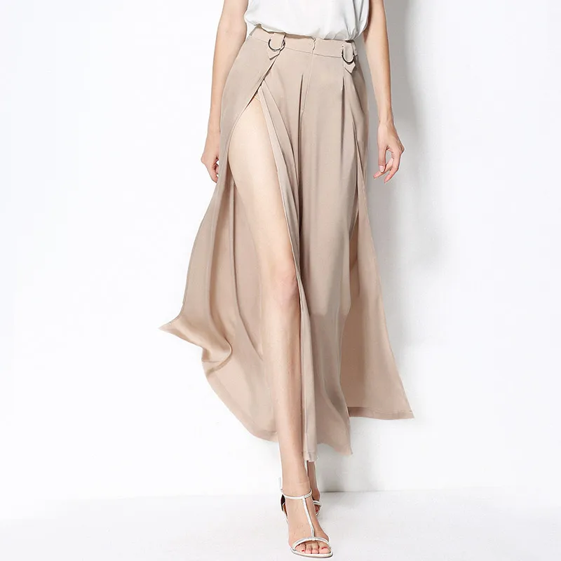 Wide Leg Pants Women 92% Silk Fabric High Split Solid High Street Sexy Style Elegant Simple Design Zipper New Fashion 2018
Wide Leg Pants Women 92% Silk Fabric High Split Solid High Street Sexy Style Elegant Simple Design Zipper New Fashion 2018