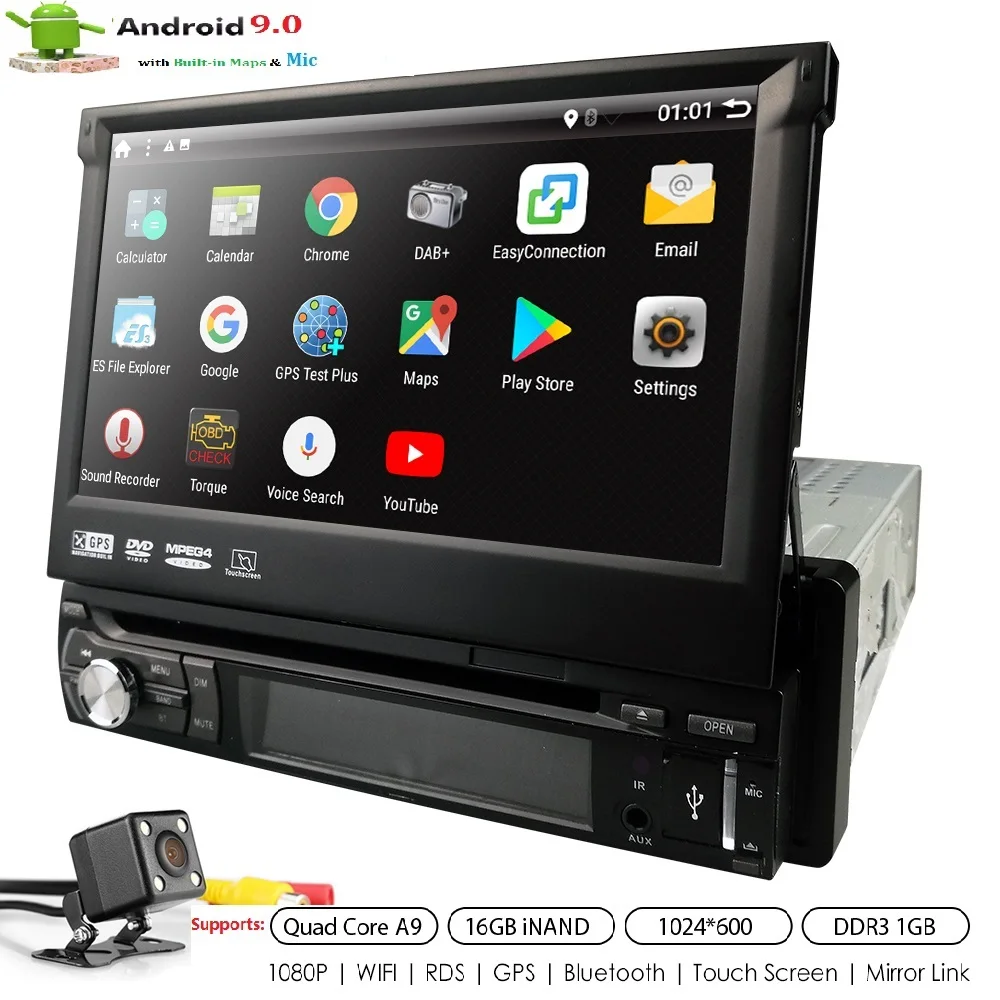 Universal 1 din Android 9.0 Quad Core Car DVD player GPS Wifi BT Radio 2GB RAM 32GB ROM 4G SIM Network SWC RDS DAB MIC SD CD USB
Universal 1 din Android 9.0 Quad Core Car DVD player GPS Wifi BT Radio 2GB RAM 32GB ROM 4G SIM Network SWC RDS DAB MIC SD CD USB