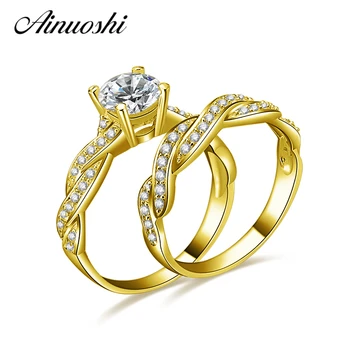 AINUOSHI 14K Solid Yellow Gold Wedding Ring Sets 1 ct Simulated Diamond Luxury Twisted Anel de ouro Women Engagement Rings Set
AINUOSHI 14K Solid Yellow Gold Wedding Ring Sets 1 ct Simulated Diamond Luxury Twisted Anel de ouro Women Engagement Rings Set