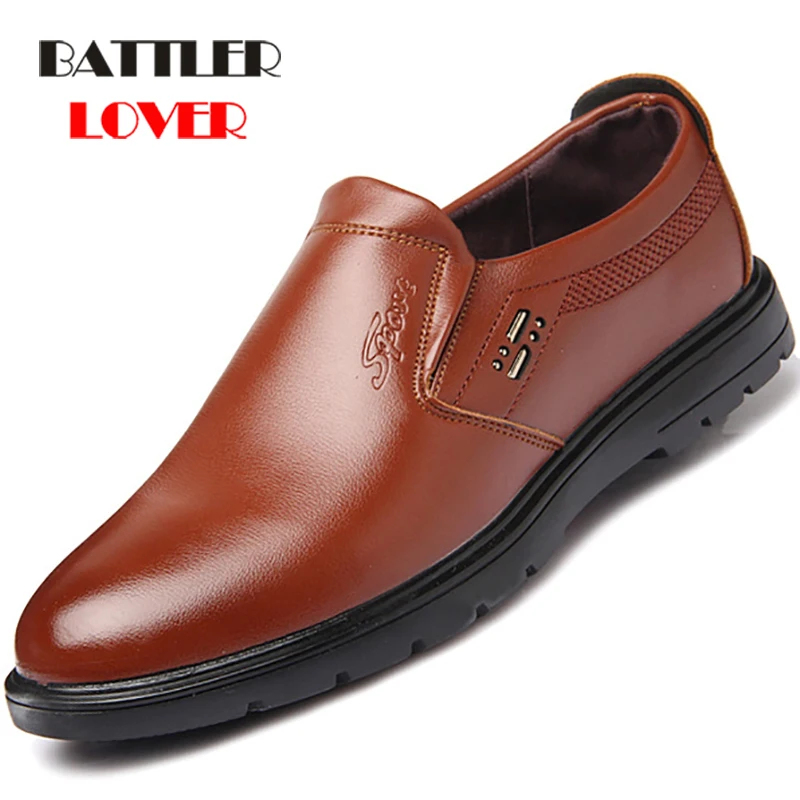 2019 Summer Comfortable Slip-On Genuine Leather Loafers For Men Shoes Moccasins office Business Dress Formal Male Wedding Shoes