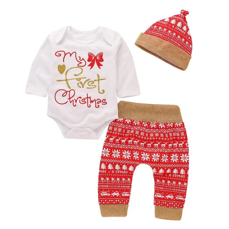 Chrismas Baby 3pcs/Set Girl Boy Spring Autumn Clothes Style Cute Newborn Baby Clothes Letters Romper Elastic Pants Hat Outfits
Chrismas Baby 3pcs/Set Girl Boy Spring Autumn Clothes Style Cute Newborn Baby Clothes Letters Romper Elastic Pants Hat Outfits