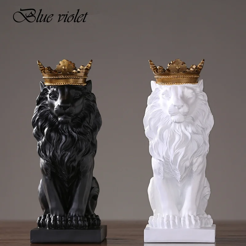 2019 New Creative Modern Golden Crown Black lion Statue Animal Figurine Sculpture For Home Decorations Attic Ornaments Gifts 2
2019 New Creative Modern Golden Crown Black lion Statue Animal Figurine Sculpture For Home Decorations Attic Ornaments Gifts 2