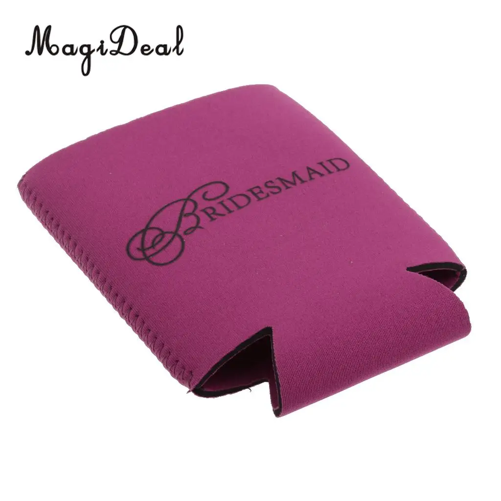 MagiDeal Bride Groom Bridesmaid Maid of Honor Sleeve Protection Insulation Neoprene Can Cooler Hens Night Party Decor