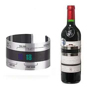

Creative Stainless Steel Bottle Wine Thermometer LCD Display Serving Party Checker Bracelet Thermometer Shop Bar Kitchen Tools