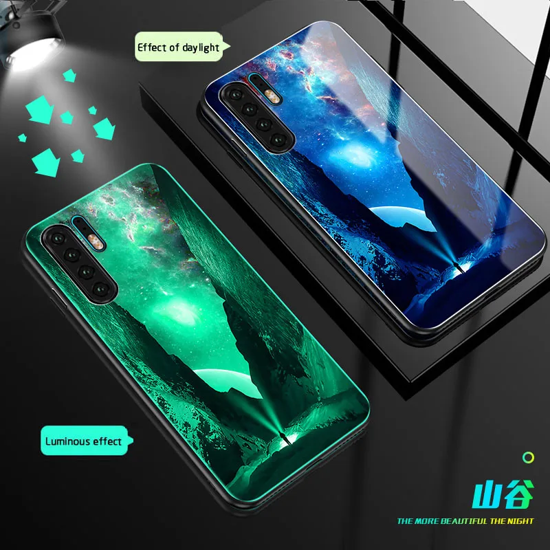 Luminous Glass Phone Cases For huawei P30 pro Luxury shockproof Back Cover For huawei P30 P30pro Night Shine Glass Case
Luminous Glass Phone Cases For huawei P30 pro Luxury shockproof Back Cover For huawei P30 P30pro Night Shine Glass Case