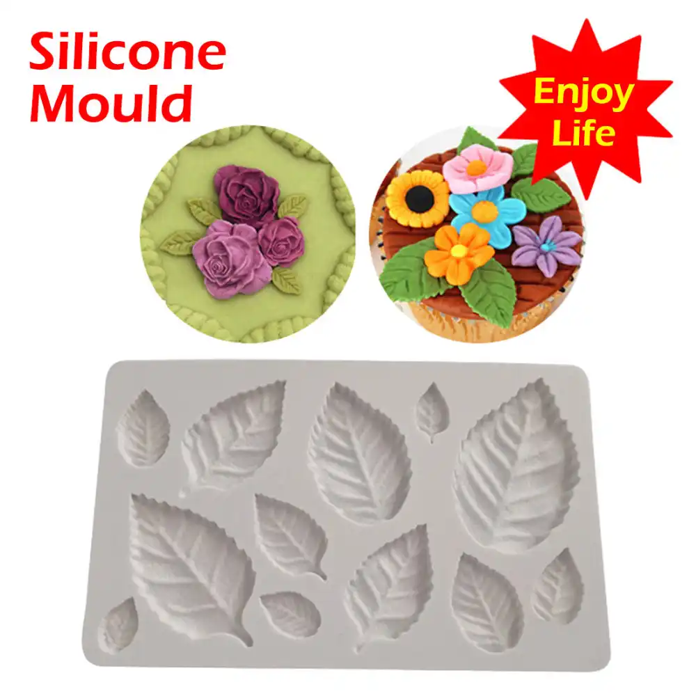 cake decor fondant cake 3d leaves silicone mould cake decorating
