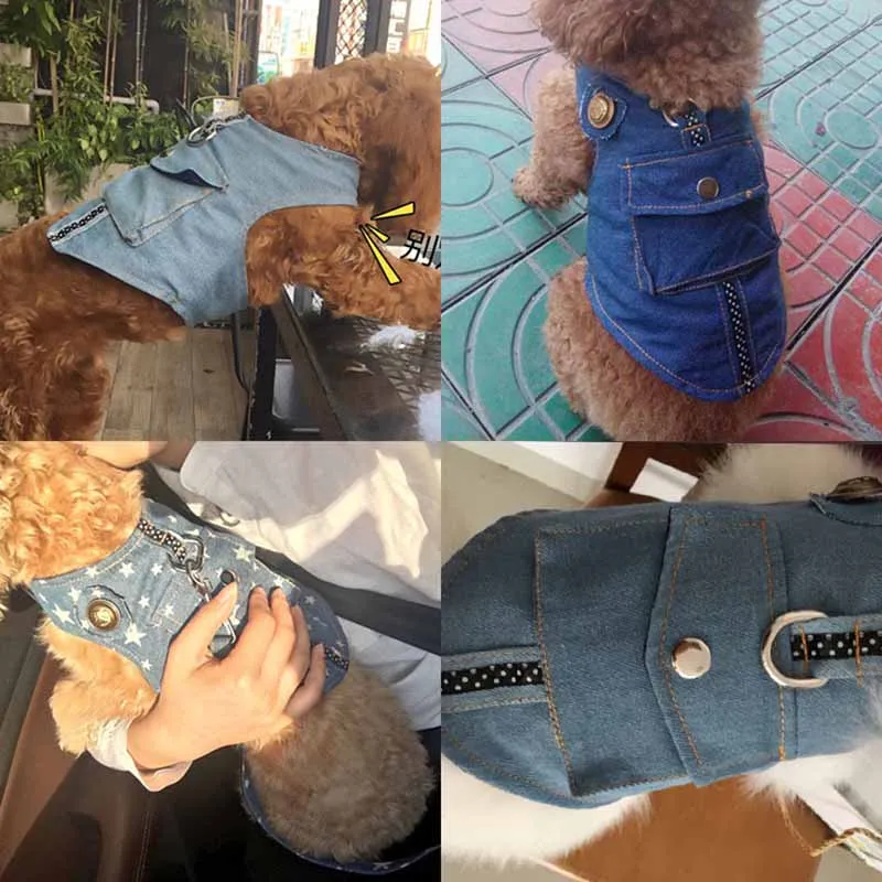 Pet Puppy Dog Denim Jacket Vest Harness and Leash Set Comfortable Padded Small Dog Vest Harness with Pocket for Teddy Chihuahua
Pet Puppy Dog Denim Jacket Vest Harness and Leash Set Comfortable Padded Small Dog Vest Harness with Pocket for Teddy Chihuahua