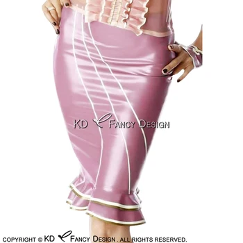 Metallic Pink And White Golden Trims Sexy Latex Skirts With Ruffles Rubber Bottoms DQ-0027
Metallic Pink And White Golden Trims Sexy Latex Skirts With Ruffles Rubber Bottoms DQ-0027