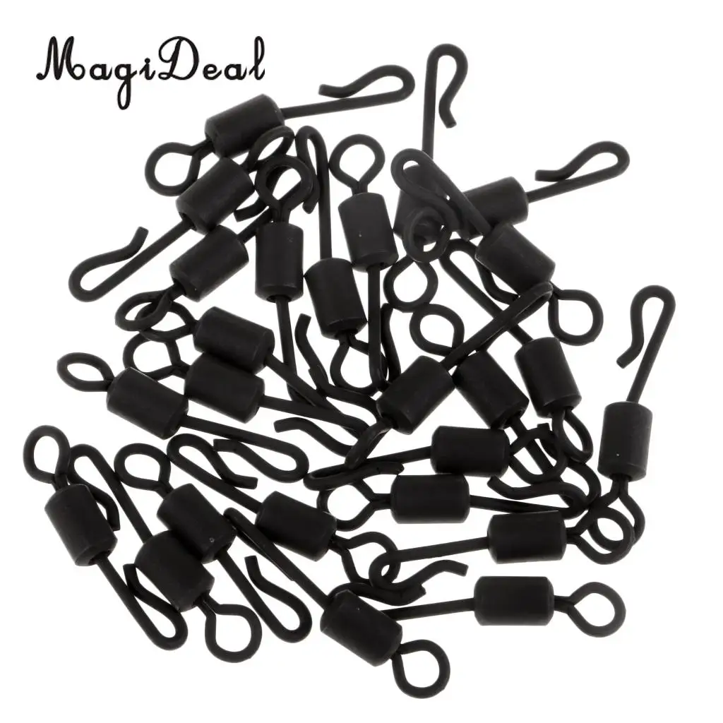 25pcs Carp Fishing Swivel Quick Change / Release Swivel Hook Line Connector Q-Shaped Matte Black Swivels 4#