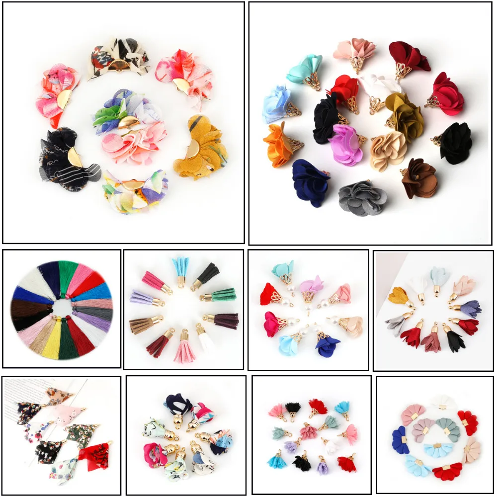 10PCS Mix Styles and Colors Chiffon Fribric Flower Charm Fringed Tassel for DIY Earring Jewelry Keychain Pendant Vintage Tassels
10PCS Mix Styles and Colors Chiffon Fribric Flower Charm Fringed Tassel for DIY Earring Jewelry Keychain Pendant Vintage Tassels