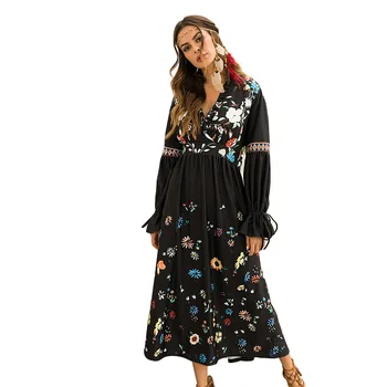 2018 Autumn Winter Women Floral Print Exquisite Dress Deep V A Line Long Sleeve Vintage Loose Bohemia Ankle Length Dress M-XXL
2018 Autumn Winter Women Floral Print Exquisite Dress Deep V A Line Long Sleeve Vintage Loose Bohemia Ankle Length Dress M-XXL