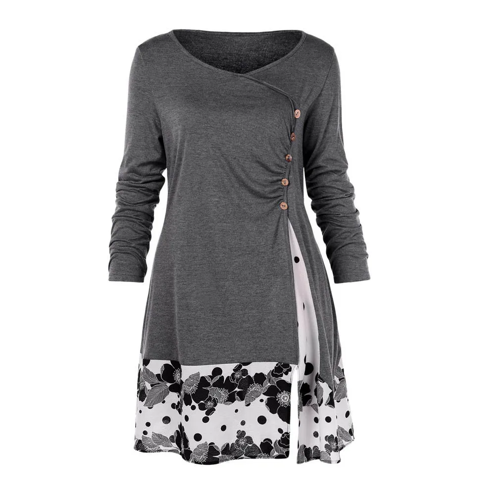 2019 Blouse Women Plus Size Button Blouses Femme Draped Floral Splicing Long Tunic Blouse Tops
2019 Blouse Women Plus Size Button Blouses Femme Draped Floral Splicing Long Tunic Blouse Tops