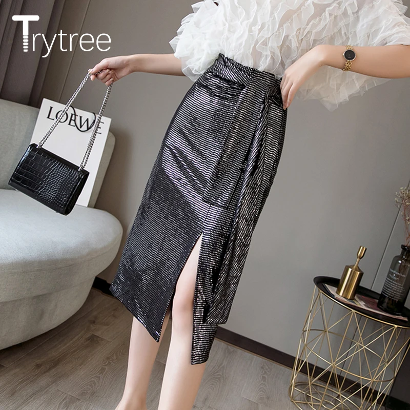 Trytree Summer Casual Sequin Split Hem Shining Women Skirt Elastic Empire Solid Bud Skirts Black Gold High Street Skirt Female
Trytree Summer Casual Sequin Split Hem Shining Women Skirt Elastic Empire Solid Bud Skirts Black Gold High Street Skirt Female