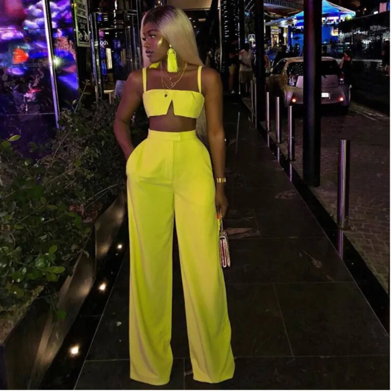 BKLD Sexy 2019 Summer Two Piece Set Spaghetti Strap Crop Top And Wide Leg Long Pants 2 Piece Set Women Party Nightclub Outfits
BKLD Sexy 2019 Summer Two Piece Set Spaghetti Strap Crop Top And Wide Leg Long Pants 2 Piece Set Women Party Nightclub Outfits