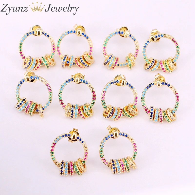 4Pairs, Rainbow cz STUD earring floating round circle charm trendy fashion women gold filled rings gorgeous jewelry
4Pairs, Rainbow cz STUD earring floating round circle charm trendy fashion women gold filled rings gorgeous jewelry
