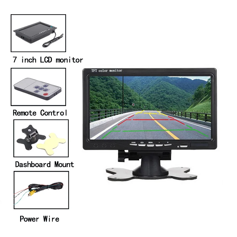 7inch TFT LCD Car Display Monitor Screen OSD Security Reversing Car Video Players with Remote Control Holder for Auto Parking
7inch TFT LCD Car Display Monitor Screen OSD Security Reversing Car Video Players with Remote Control Holder for Auto Parking