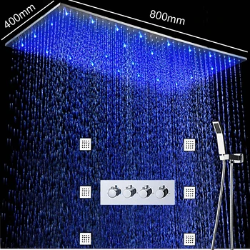 Shower System Thermostatic LED Large Rain Shower Faucets Kit Bathroom Ceiling Massage High Flow Bath Mixer Set
Shower System Thermostatic LED Large Rain Shower Faucets Kit Bathroom Ceiling Massage High Flow Bath Mixer Set