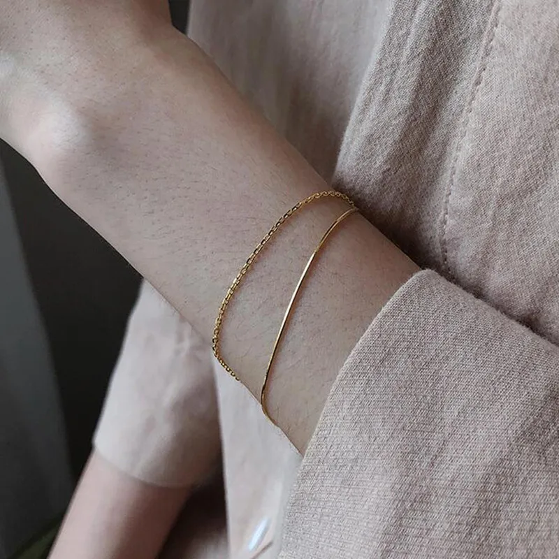 Gold Color Stainless Steel Chain & Link Multi-layer Round Snake Chain Statement Bracelet Two Lines Armband Drop Shipping
Gold Color Stainless Steel Chain & Link Multi-layer Round Snake Chain Statement Bracelet Two Lines Armband Drop Shipping