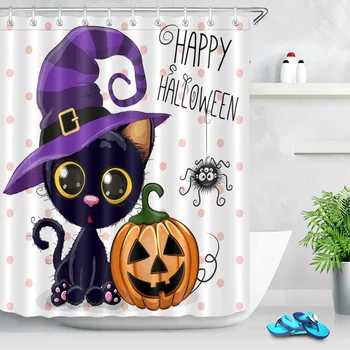 LB Cartoon Witch Hat Cat with Pumpkin on a Dot Shower Curtain Halloween Funny Waterproof Bathroom Fabric For Kids Bathtub Decor
LB Cartoon Witch Hat Cat with Pumpkin on a Dot Shower Curtain Halloween Funny Waterproof Bathroom Fabric For Kids Bathtub Decor