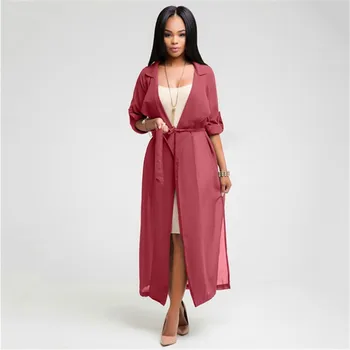 2018 Summer Fashion Chiffon Trench Cardigan Long Trench Coat Womens Spring Coat Female Notch Neck Coat duster coat D402
2018 Summer Fashion Chiffon Trench Cardigan Long Trench Coat Womens Spring Coat Female Notch Neck Coat duster coat D402