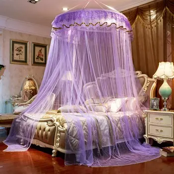 Elegant Purple Hung Dome Mosquito Net Universal Lace Round Canopy Bedding Nets Polyester Bed Tent For Single Double Bed klamboe 
Elegant Purple Hung Dome Mosquito Net Universal Lace Round Canopy Bedding Nets Polyester Bed Tent For Single Double Bed klamboe