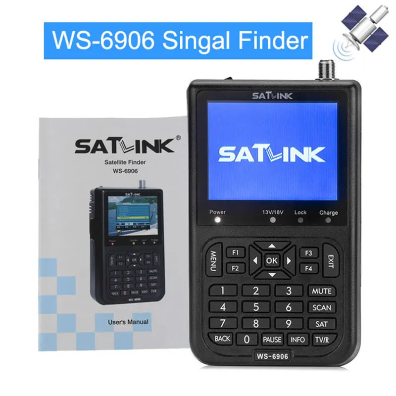 

SATXTREM WS-6906 Satlink WS-6906 DVB-S FTA Digital satellite singal Finder meter with 3.5 inch LCD find free tv channels