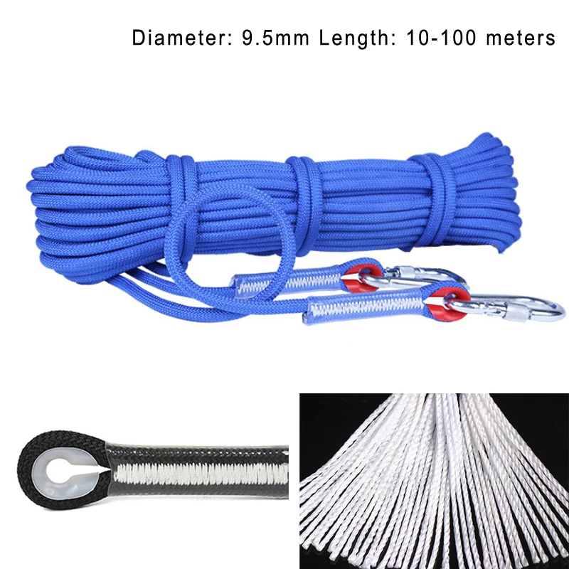 Climbing Cord Diameter 9.5mm 10-100 meters 12KN Outdoor Hiking Accessories Paracord Safety Rope with 2pcs Buckle Safety Rope
Climbing Cord Diameter 9.5mm 10-100 meters 12KN Outdoor Hiking Accessories Paracord Safety Rope with 2pcs Buckle Safety Rope