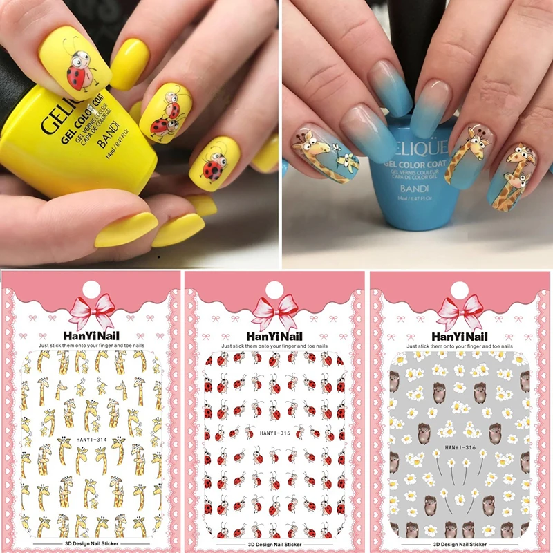 1 sheet 3D Nail Art Adhesive Sticker Super Cute Hedgehog /Giraffe / Coccinella Pattern Decals for Nail Art Decoration Manicure
1 sheet 3D Nail Art Adhesive Sticker Super Cute Hedgehog /Giraffe / Coccinella Pattern Decals for Nail Art Decoration Manicure