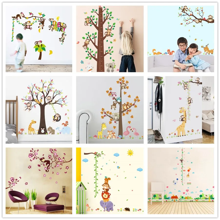 % Cartoon Measure diy Wall Stickers Kids Room Bedroom Animals Giraffe Monkey owl flowers Tree Branch Decals Nursery Home decor
% Cartoon Measure diy Wall Stickers Kids Room Bedroom Animals Giraffe Monkey owl flowers Tree Branch Decals Nursery Home decor