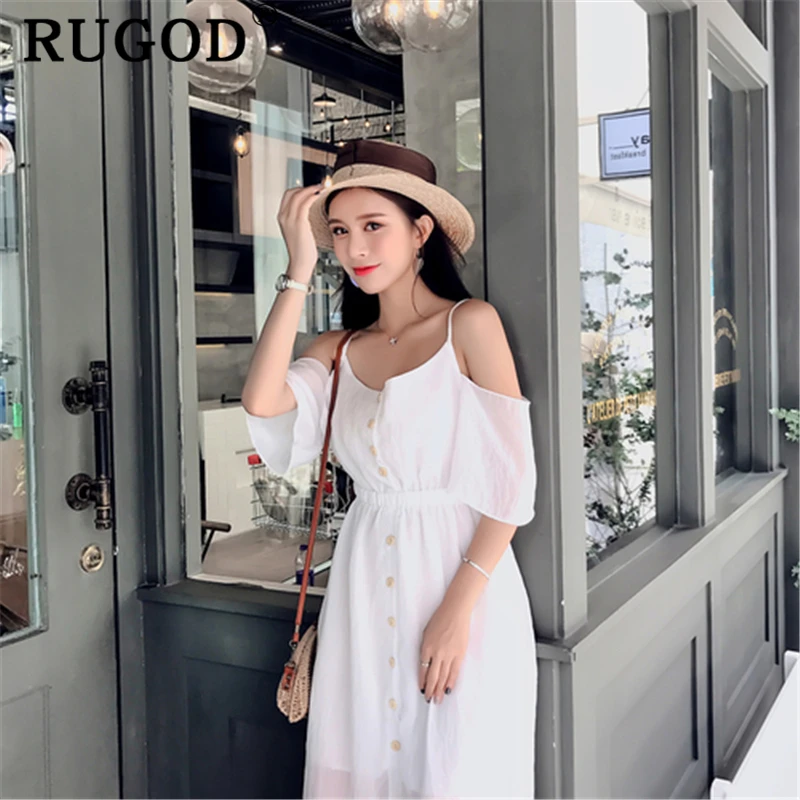 RUGOD Women beach party chiffon dress Elegant off shoulder split summer long maxi dress Korean chic spaghetti strap large dress
RUGOD Women beach party chiffon dress Elegant off shoulder split summer long maxi dress Korean chic spaghetti strap large dress