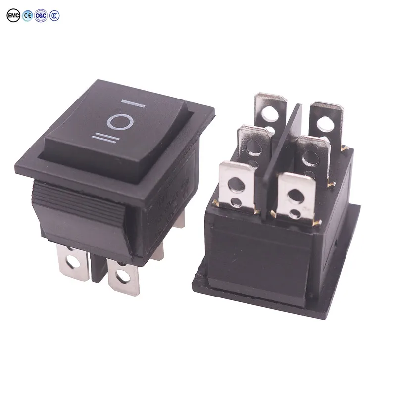 

2 Pcs Black Button Rocker Switch 6 Plugs Third Gear 30 * 25 * 27mm 16A 250V/ 20A 125V AC Electrical Equipment Switches Wholesale