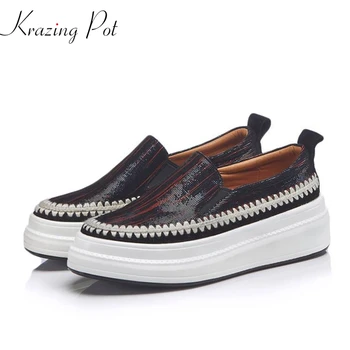 Krazing Pot 2019 Autumn Winter sheep suede flat platform preppy style sneakers round toe beauty girl cozy vulcanized shoes L78
Krazing Pot 2019 Autumn Winter sheep suede flat platform preppy style sneakers round toe beauty girl cozy vulcanized shoes L78
