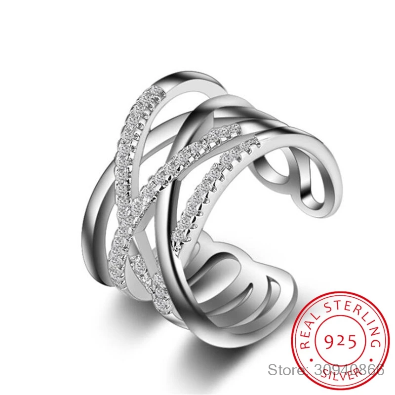 Korean Style 925 Sterling Silver Opening Rings Multi-layer Line Cross Mosaic Zirconia Rings For Women Jewelry S-R243
Korean Style 925 Sterling Silver Opening Rings Multi-layer Line Cross Mosaic Zirconia Rings For Women Jewelry S-R243