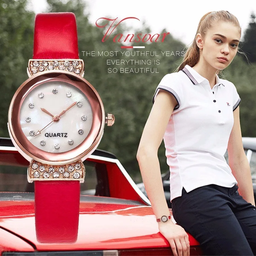 Vansvar Brand Women Rhinestone Watch Luxury Ladies Leather Strap Wrist Watch Casual Quartz Watch Relogio Feminino Drop Shipping
Vansvar Brand Women Rhinestone Watch Luxury Ladies Leather Strap Wrist Watch Casual Quartz Watch Relogio Feminino Drop Shipping