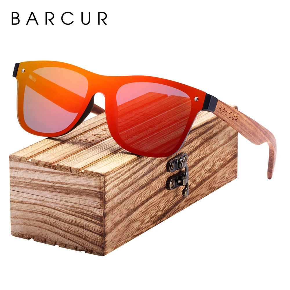 Фото BARCUR Sunglasses Men Polarized Wood Sun glasses for men Sports Eyewear Square Women Oculos de sol masculino | Аксессуары для