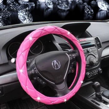 Leather Steering Wheel Covers Crystal Studded Rhinestone Car Steering-Wheel Cover Cases Four Elegant Luxury Car for Girls
Leather Steering Wheel Covers Crystal Studded Rhinestone Car Steering-Wheel Cover Cases Four Elegant Luxury Car for Girls