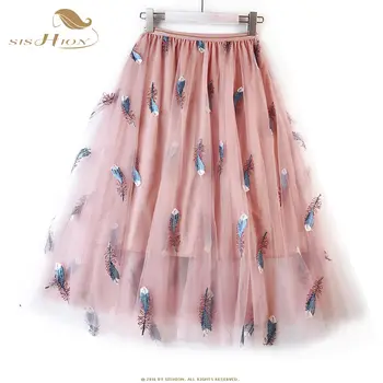 SISHION Feather Floral Embroidery Tulle Skirt QY0026Long Pleated Skirts Elegant A Line Mesh Pink Black White Apricot Femme Skirt
SISHION Feather Floral Embroidery Tulle Skirt QY0026Long Pleated Skirts Elegant A Line Mesh Pink Black White Apricot Femme Skirt