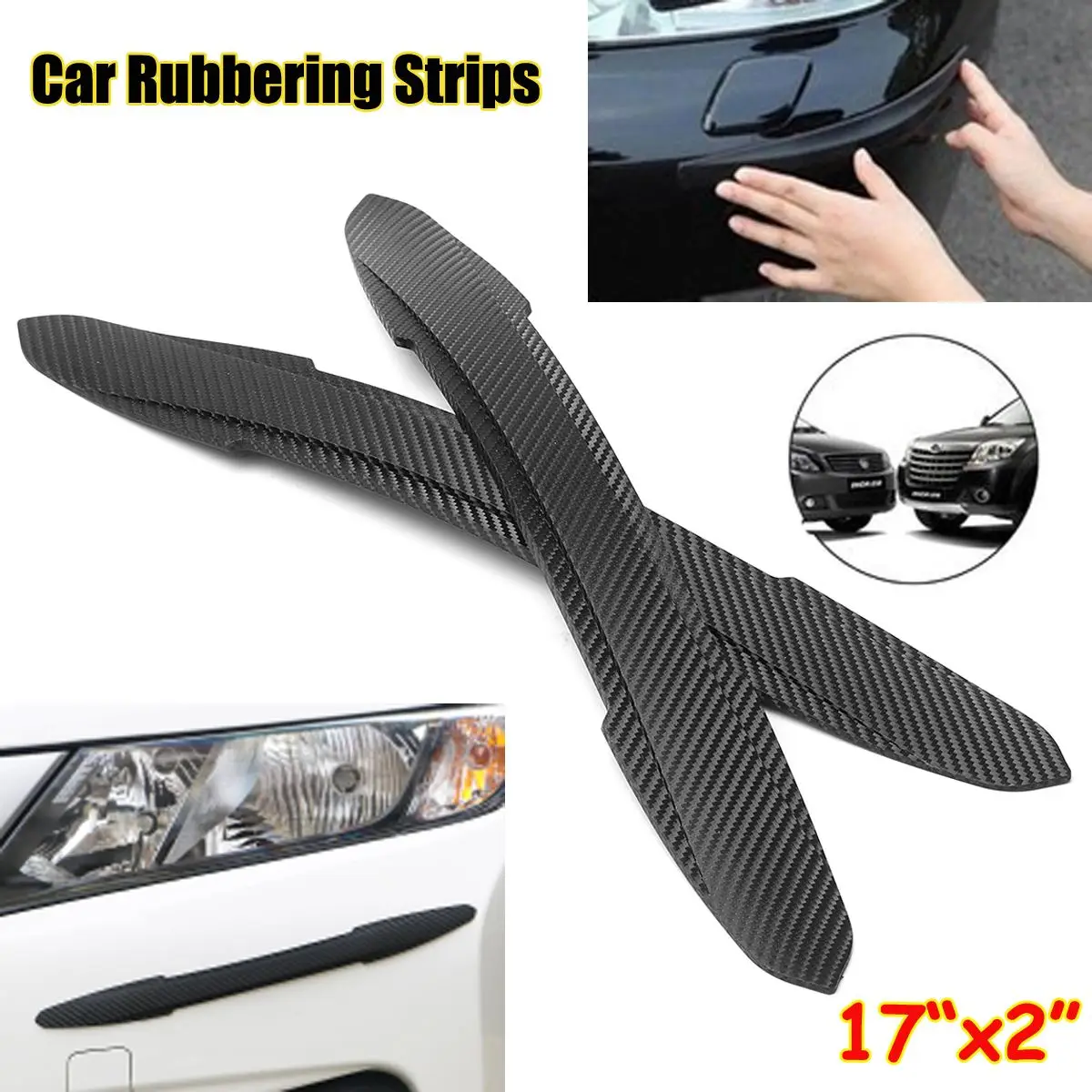 Pair Car Auto Rubber Front Rear Bumper Edge Guard Protector Scratch Sticker Strips