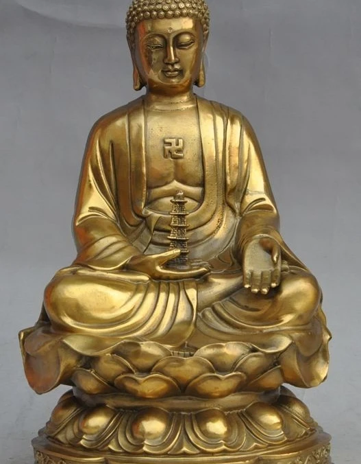 13"tibet Buddhism Brass Joss fane hold tower Shakyamuni Shakyamuni buddha statue
13"tibet Buddhism Brass Joss fane hold tower Shakyamuni Shakyamuni buddha statue